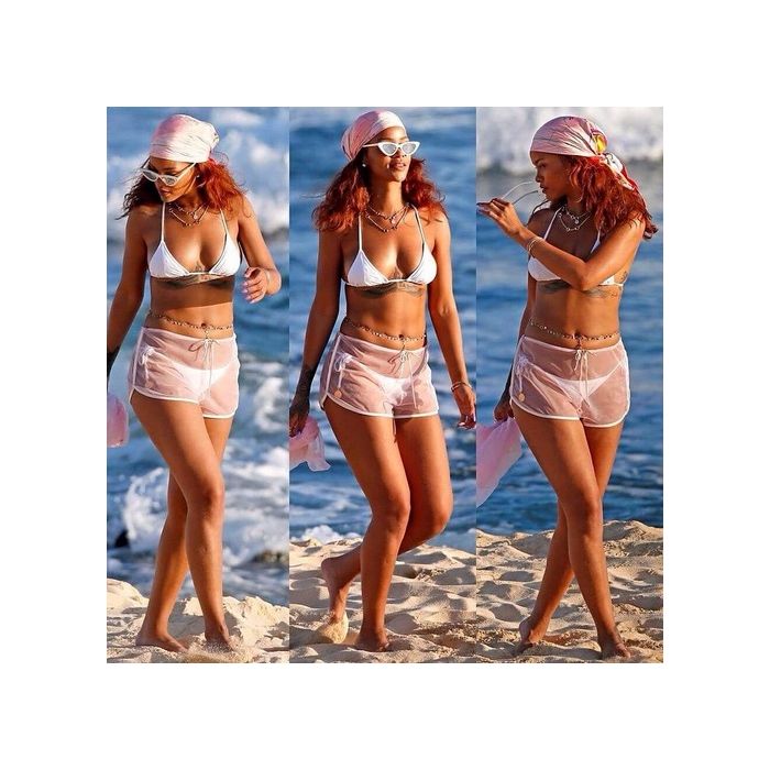  Rihanna esbanjando beleza em praia deserta do Hava&amp;iacute; 