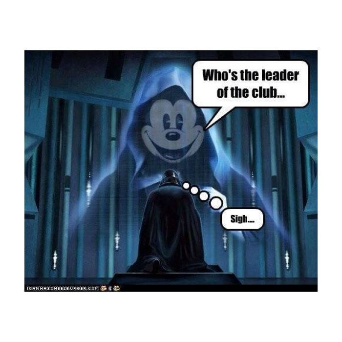  Seria o Mickey pai de Darth Vader? Segundo esse meme de &quot;Star Wars&quot;, sim! 