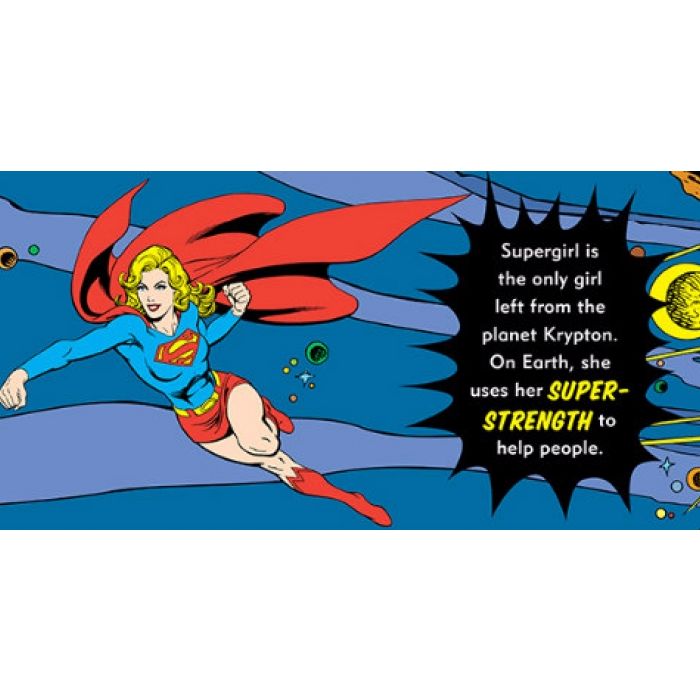  O livro &amp;eacute; super colorido e descreve o poder das Super-Hero&amp;iacute;nas da DC Comics 