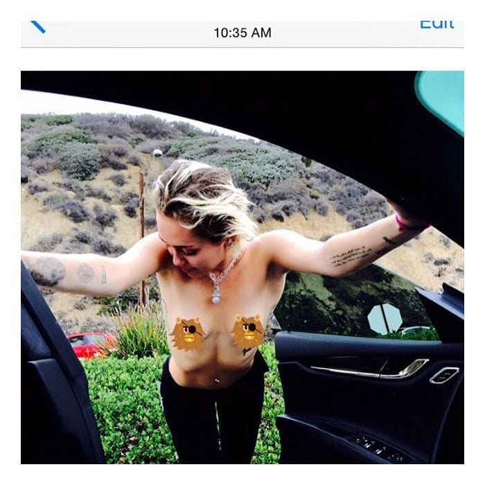  No Instagram, Miley Cyrus aparece nua, mas cobre os seios com montagens 