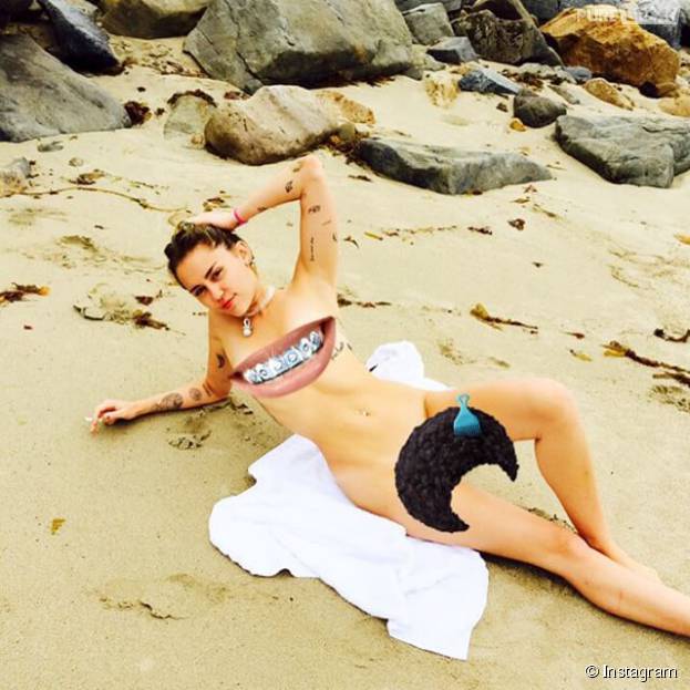 Miley Cyrus usa montagem para cobrir partes &iacute;ntimas em fotos para o Instagram