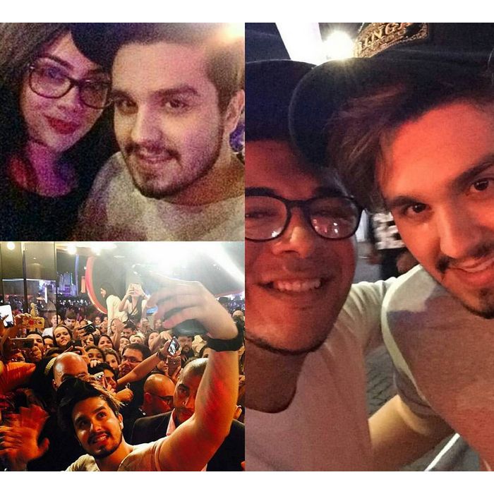 Luan Santana foi ao Rock in Rio 2015neste domingo (20) e não poupou as selfies com fãs