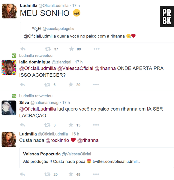 Ludmilla faz campanha para cantar com Rihanna nas redes sociais