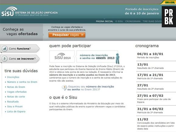 Inscrições para o Sisu começam no dia 6 de janeiro de 2014