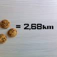 Três cookies são iguais a quase três mil metros de corrida. Talvez seja melhor comer só um, né?