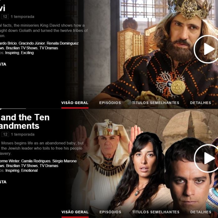  Novelas na Netflix: &quot;Os Dez Mandamentos&quot; e &quot;Rei Davi&quot; estão no catálogo da Netflix 