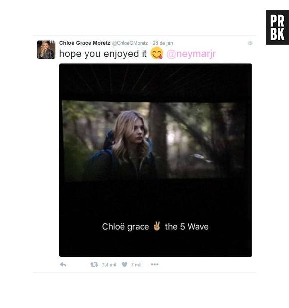 Chlöe Moretz já havia enviado um tuíte para Neymar Jr.