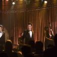 Demi Lova e Adam Lambert ao lado de Chris Colfer em "Glee"
