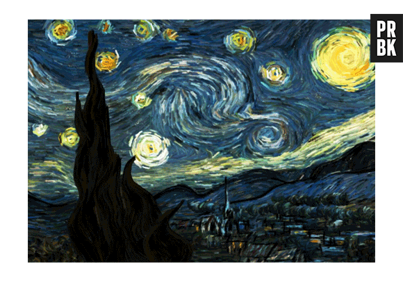 A pintura "Noite Estrelada" transformada em GIF