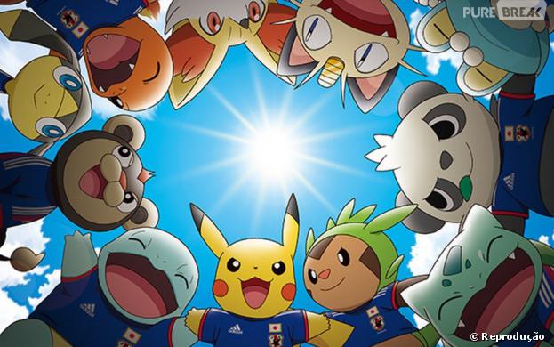 A turma de "Pokémon" reunida para promover a uníão com a seleção Japonesa