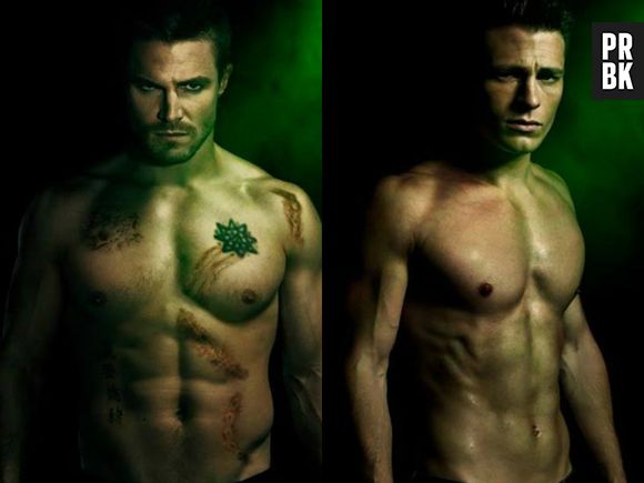 Os gatos Oliver Queen (Stephen Amell) e Roy Harper (Colton Haynes) da série bombástica "Arrow", da The CW!