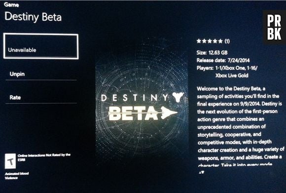 O beta de "Destiny" terá o doro do tamanho do alpha