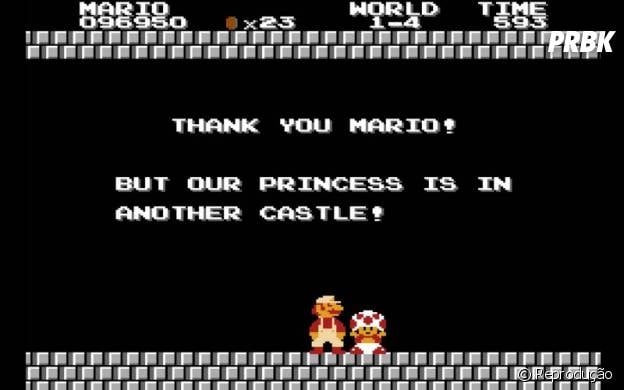 O diálogo do cogumelo com Mario em "Super Mario Bros."