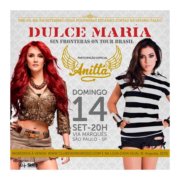 O banner do show de Dulce anunciando a participação de Anitta