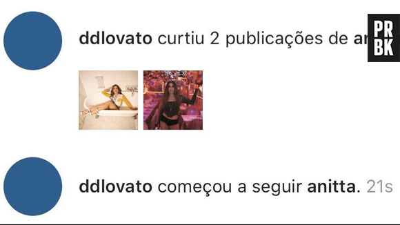 Demi Lovato seguiu Anitta e curtiu outras publicações da cantora