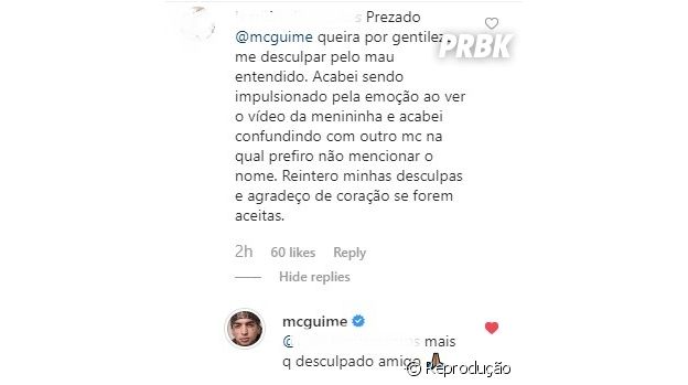 Pedido de desculpas? Teve também!