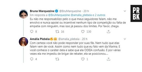 Bruna Marquezine briga com perfil fã de Marina Ruy Barbosa no Twitter