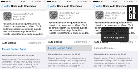 Para poder relaxar acione o Backup automático no Whatsapp