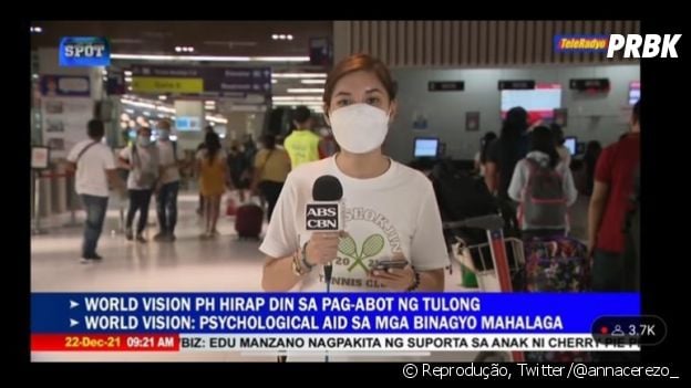 Repórter de TV filipina homenageia Kim Seojin, do BTS, em entrada ao vivo no noticiário
