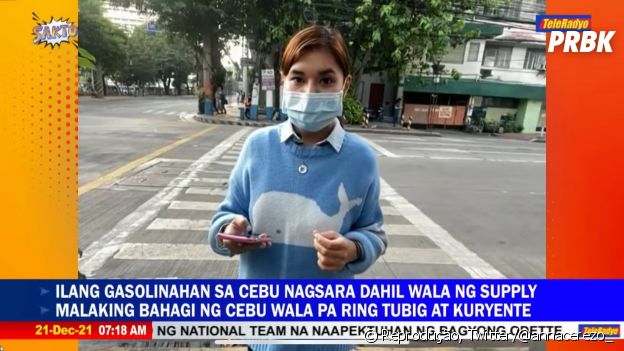 A repórter filipina Anna Cerezo vestiu em rede nacional um casaco que o Jin, do BTS, já usou