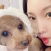 Chungha, do grupo I.O.I, com seu doguinho