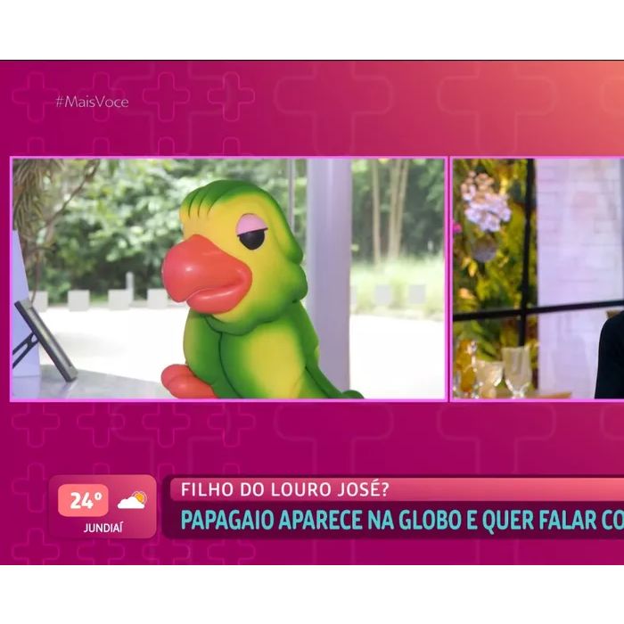 Boneco do Papagaio Louro José apareceu na portaria da Globo no começo de abril