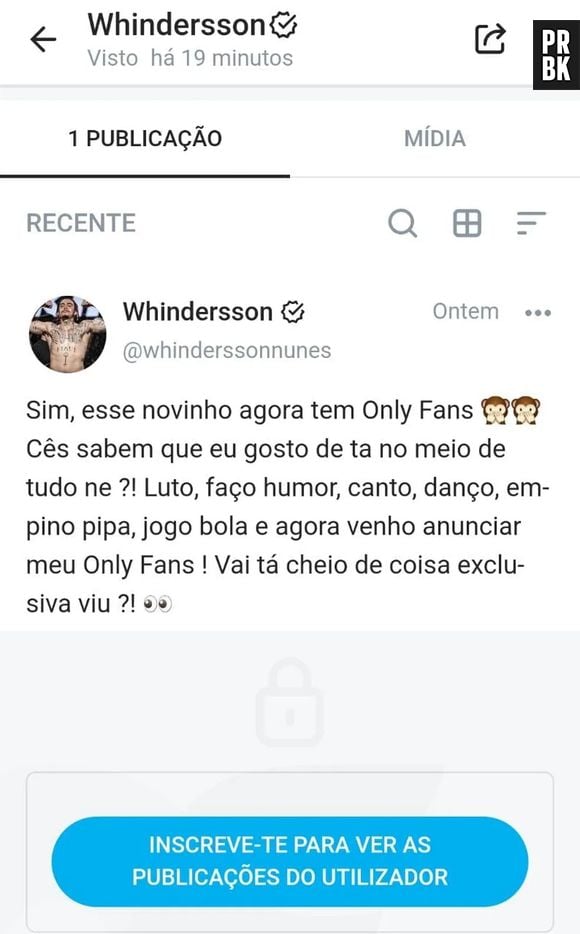 Whindersson Nunes vai cobrar R$ 48 para acessar conteúdos exclusivos no OnlyFans