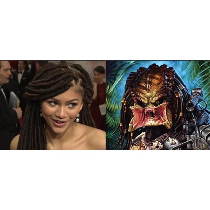  A cantora e atriz Zendaya teve seu cabelo comparado ao do personagem Predador, no Oscar 2015 