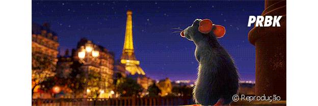 A animação Ratatuille, que se passa em Paris com diversas aparições da Torre Eiffel