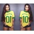  No Instagram, Rafaella Santos posa vestindo a camisa do irm&atilde;o, Neymar Jr. 