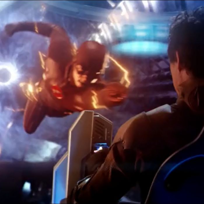  Barry (Grant Gustin) voltou para impedir que Wells (Tom Cavanagh) voltasse para cara em &quot;The Flash&quot; 