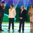 Fernanda Lima, Rodrigo Hilbert, a presidente do Brasil Dilma Roussef e Joseph Baltter, da Fifa, estiveram no evento da Copa 2014