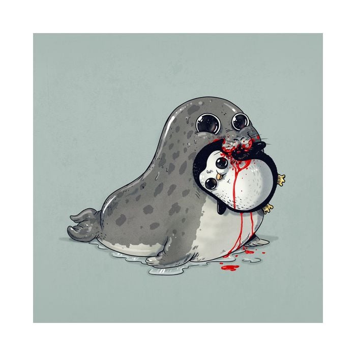  As focas parecem fofas, mas s&amp;atilde;o grandes devoradoras de pinguins. Mas o desenho ficou bacana 