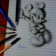  O Mickey desenhado em 3D at&eacute; brinca com o l&aacute;pis do artista 