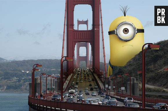 Stuart assustando a galera de San Francisco na Golden Gate Bridge 