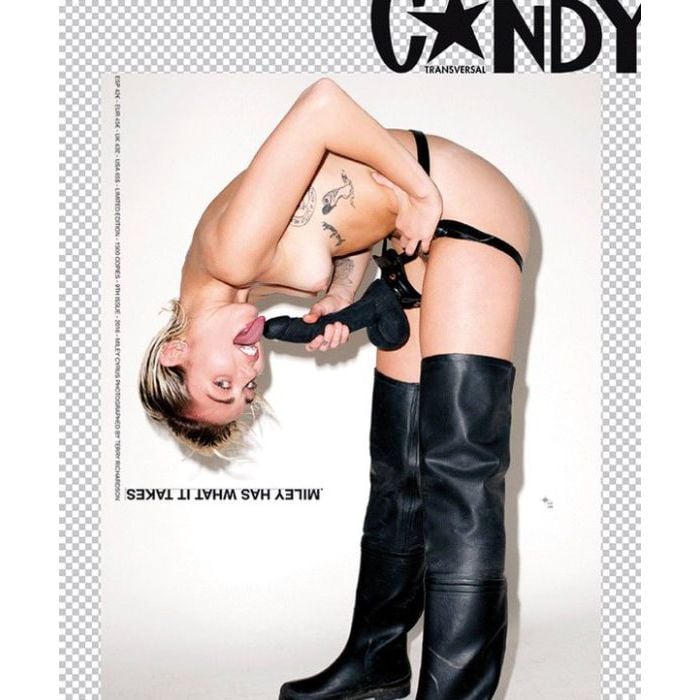Miley Cyrus brincou com consolo em ensaio fotográfico polêmico para a revista Candy