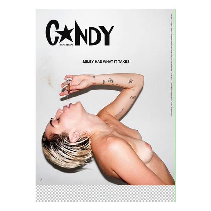 Miley Cyrus também ousou e fumou maconha nua, em fotos para a revista Candy