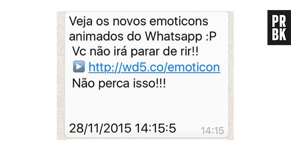 Recado do Whatsapp falando sobre novos emojis na verdade é um vírus!