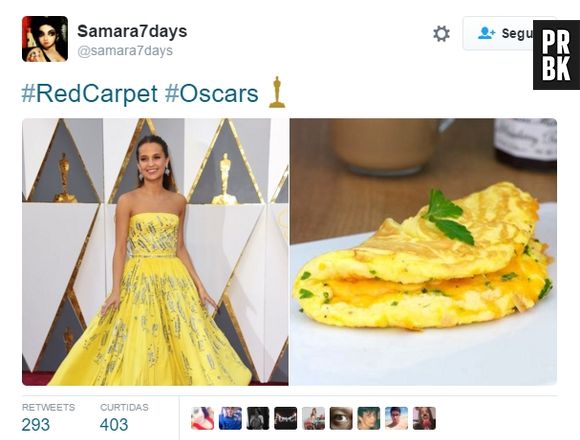 Alicia Vikander tava linda igualzinha a um omelete no Oscar 2016