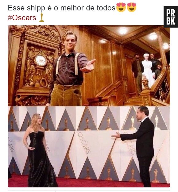 A cena incrível do fim de "Titanic" foi relembrada no Oscar 2016 quando Kate Winslet e Leonardo DiCaprio se encontraram no tapete vermelho