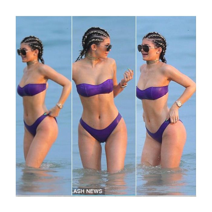 Kylie Jenner apareceu com trancinhas em praia