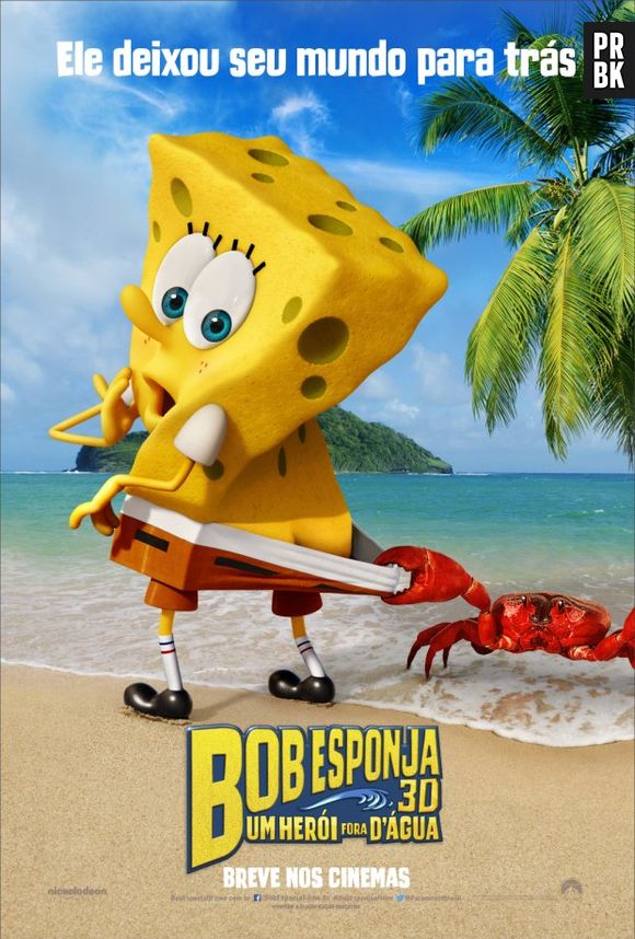 Saiu o primeiro pôster do filme "Bob Esponja - Um Herói Fora D'Água" em 3D!