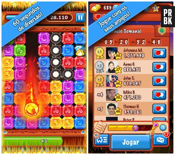 "Diamond Dash" é o jogo desenvolvido pela Wooga