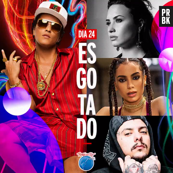 Dia de Anitta, Demi Lovato e Bruno Mars no Rock In Rio é o primeiro a esgotar ingressos