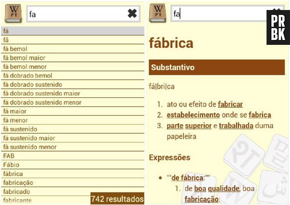 Mesmo sem internet é possível pesquisar significados no aplicativo