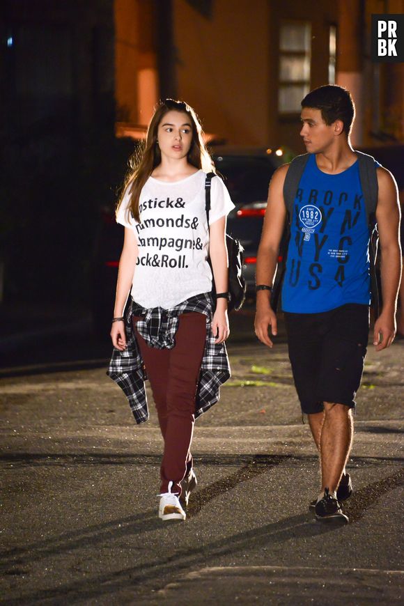 Guilherme (Lawrran Couto) e Raquel (Isabella Moreira) discutirão em "As Aventuras de Poliana"