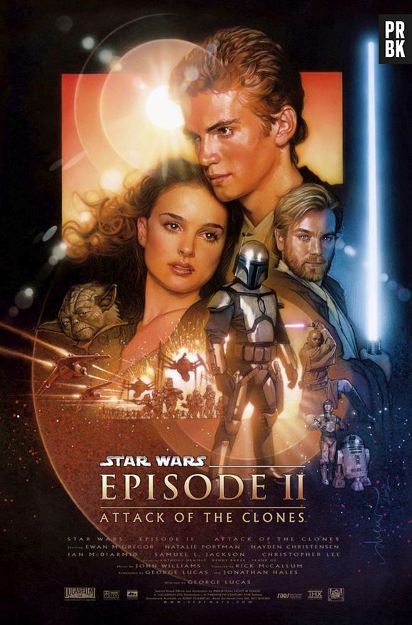 Em "Star Wars: Episódio II - Ataque dos Clones", Anakin Skywalker (Hayden Christensen) está mais velho e começa a ser treinado para ser um Jedi por Obi-Wan Kenobi (Ewan McGregor)