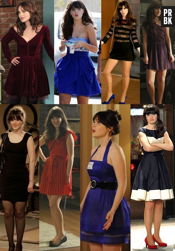 Os vestidos de festa da Jess (Zooey Deschanel) também são maravilhosos!