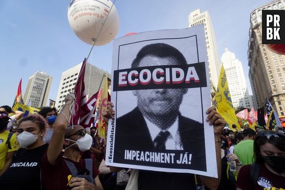 Manifestantes fizeram ato contra o governo do presidente Jair Bolsonaro no dia 7 de setembro de 2021