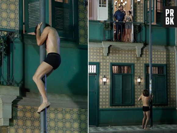 O único jeito de fugir de Gael (Eriberto Leão)em "Malhação? Pular da janela e descer pelo poste, claro! 